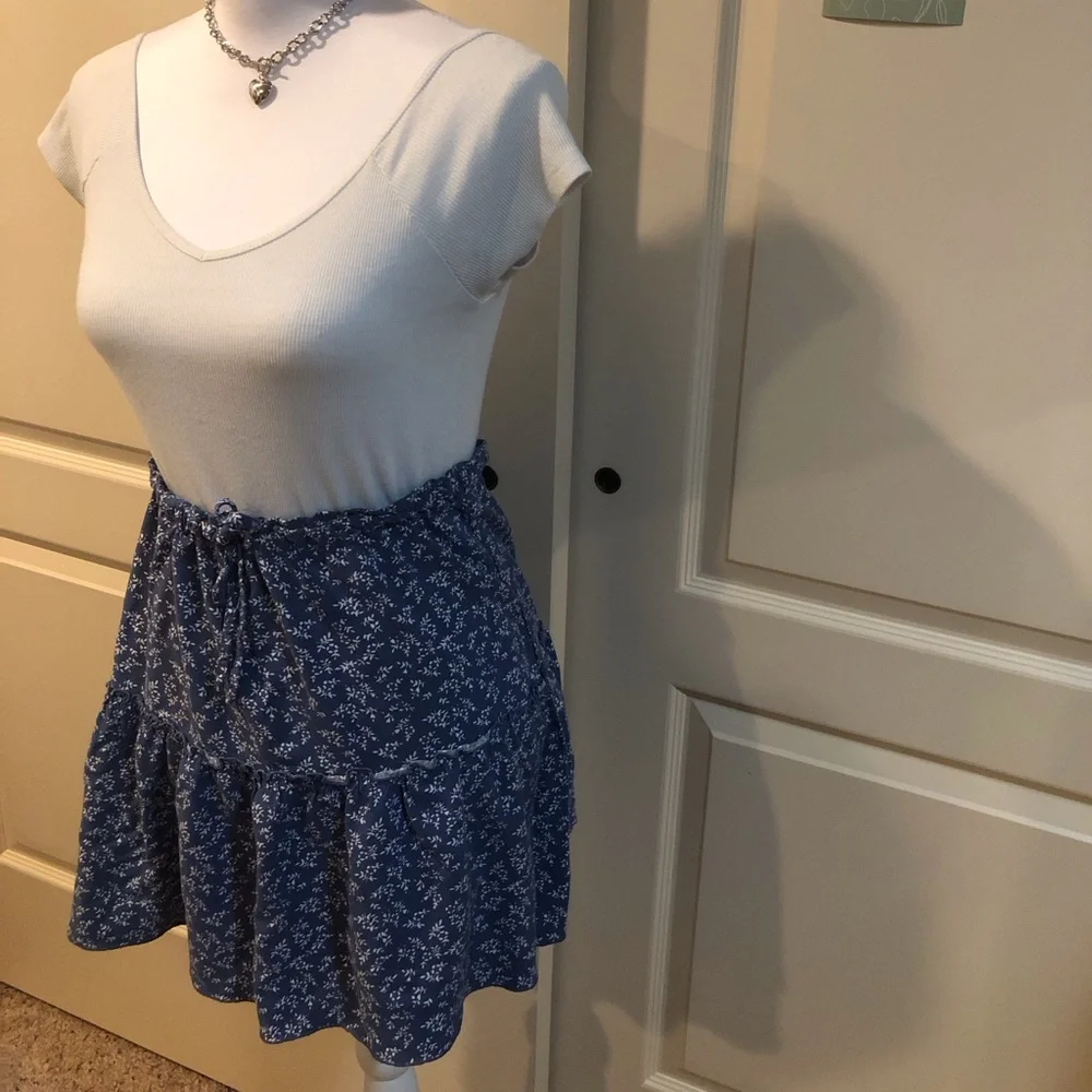 Brandy Melville Blue Floral Skirt - Picture 2 of 5